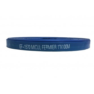 Furtun plat din PVC refulare pompa 1 tol 100m albastru insertie panza, Micul Fermier